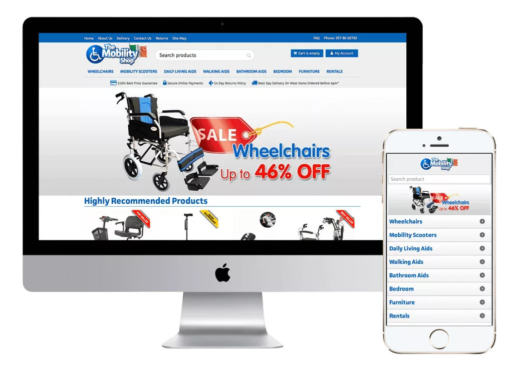 The Mobility Shop Website and Phone Mockup